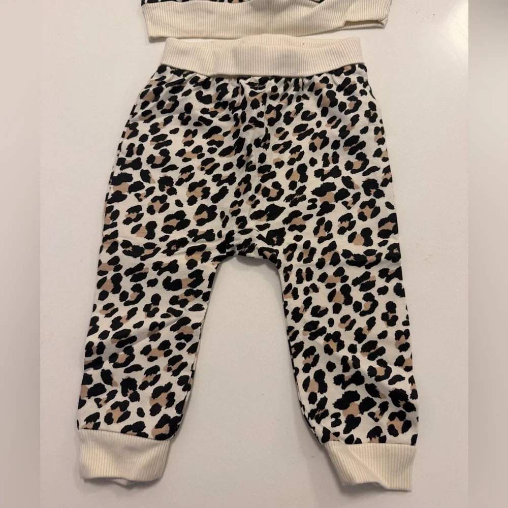 Leopard Print Kids Matching Set - Cream and Black